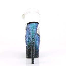 Pleaser Sandalia de Tacón FLAMINGO-808SS Negro Transparente Azul Multi Purpurina EU-35 / US-5