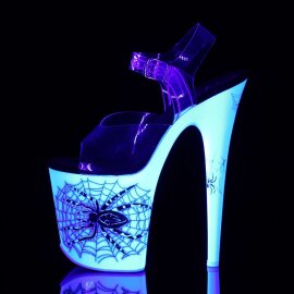 Pleaser Sandalia de Tacón FLAMINGO-808SW Transparente Blanco-Neón EU-35 / US-5