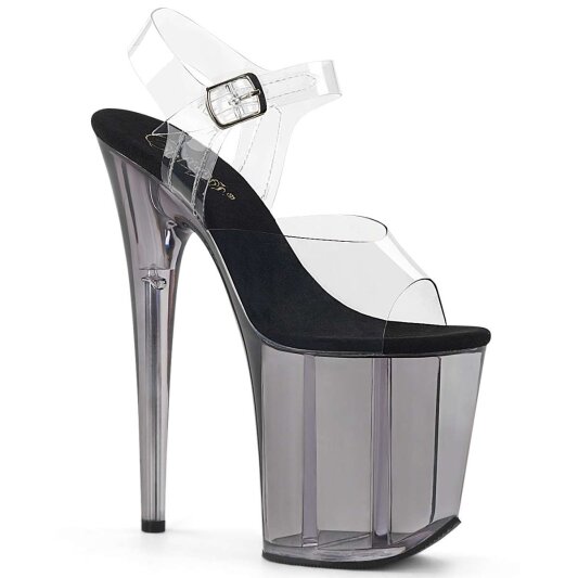 Pleaser Sandalia de Tacón FLAMINGO-808T Plata Transparente Ahumado EU-35 / US-5