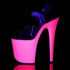 Pleaser Sandalia de Tacón FLAMINGO-808UV Transparente Rosa Claro Neón EU-37 / US-7