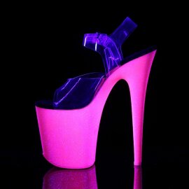 Pleaser Sandalia de Tacón FLAMINGO-808UVG Transparente Purpurina Rosa Claro Neón EU-40 / US-10