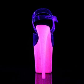 Pleaser Sandalia de Tacón FLAMINGO-808UVG Transparente Purpurina Rosa Claro Neón EU-40 / US-10