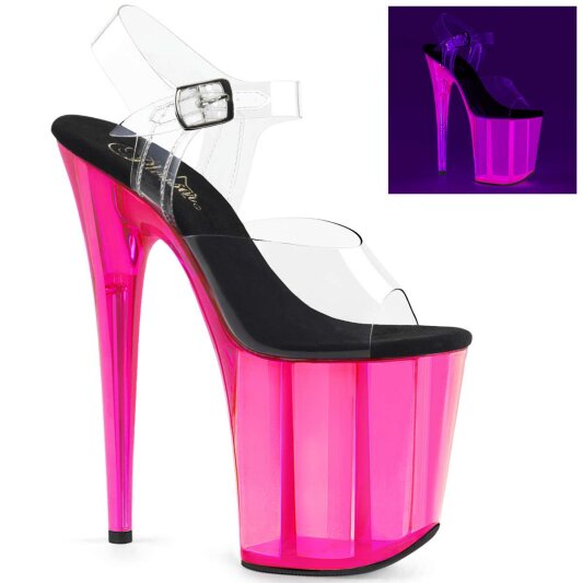 Pleaser Sandalia de Tacón FLAMINGO-808UVT Transparente Rosa Claro Neón EU-35 / US-5
