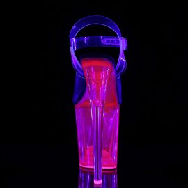 Pleaser Sandalia de Tacón FLAMINGO-808UVT Transparente Rosa Claro Neón EU-35 / US-5