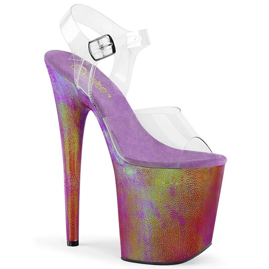 Pleaser Sandalia de Tacón FLAMINGO-808WR Transparente Lila Holograma EU-35 / US-5
