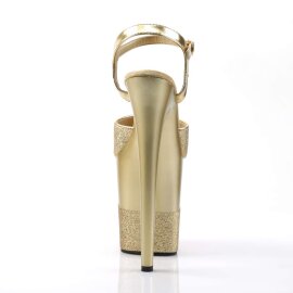 Pleaser Sandalia de Tacón FLAMINGO-809-2G Purpurina Dorado EU-38 / US-8