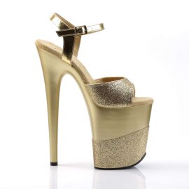 Pleaser Sandalia de Tacón FLAMINGO-809-2G Purpurina Dorado EU-38 / US-8