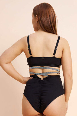 Lunalae Shorts High Waist Riley Diamante Negro