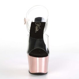 Pleaser Sandalia de Tacón ADORE-708 Transparente Oro Rosado Claro Metalizado EU-36 / US-6