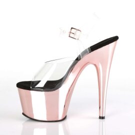 Pleaser Sandalia de Tacón ADORE-708 Transparente Oro Rosado Claro Metalizado EU-36 / US-6