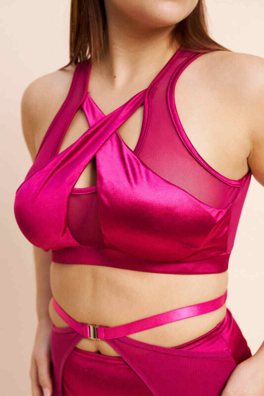 Lunalae Top Katherine Cross Over Satén Magenta L