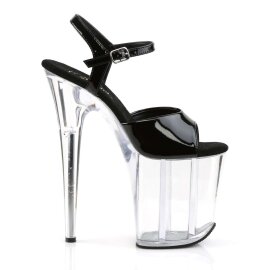 Pleaser Sandalia de Tacón FLAMINGO-809 Negro Transparente EU-40 / US-10