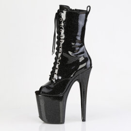 Pleaser FLAMINGO-1041GP Botines con Plataforma Charol Purpurina Negro EU-40 / US-10