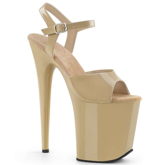 Pleaser Sandalia de Tacón FLAMINGO-809 Crema Charol EU-38 / US-8
