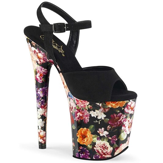 Pleaser Sandalia de Tacón FLAMINGO-809WR Negro Flor EU-35 / US-5