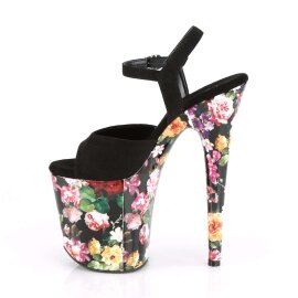 Pleaser Sandalia de Tacón FLAMINGO-809WR Negro Flor EU-35 / US-5
