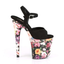 Pleaser Sandalia de Tacón FLAMINGO-809WR Negro Flor EU-37 / US-7