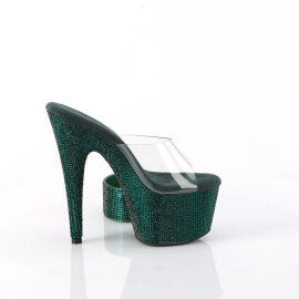 Pleaser BEJEWELED-712RS Zuecos con Plataforma pedrería transparente verde esmeralda EU-36 / US-6