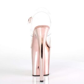 Pleaser Sandalia de Tacón FLAMINGO-808 Transparente Oro Rosado Claro Metalizado EU-38 / US-8