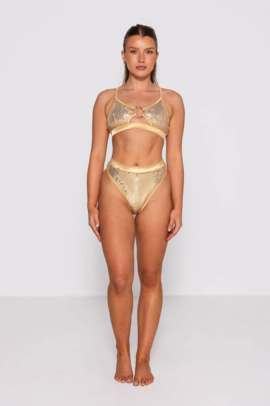 AMBR Designs Super Tiro Alto Pantalones Cortos  Champagne Luxe  L