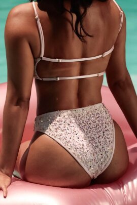 Rolling Tiro Alto Pantalones Cortos Alpha Hot Pantalones Baby Sequin M