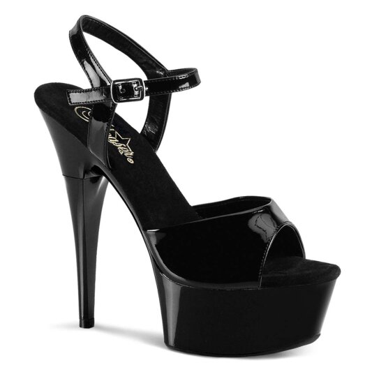 Pleaser Sandalia de Tacón CAPTIVA-609 Negro Charol EU-38 / US-8
