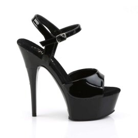 Pleaser Sandalia de Tacón CAPTIVA-609 Negro Charol EU-38 / US-8