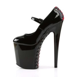 Pleaser Sandalia de Tacón FLAMINGO-887FH Negro Charol Rojo EU-35 / US-5