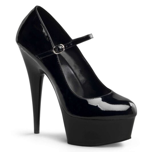 Pleaser Sandalia de Tacón DELIGHT-687 Negro Charol EU-37 / US-7