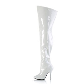 Pleaser SEDUCE-3000WC Botas por encima de la rodilla Charol Blanco EU-36 / US-6