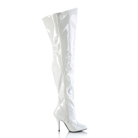Pleaser SEDUCE-3000WC Botas por encima de la rodilla Charol Blanco EU-36 / US-6