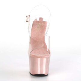 Pleaser Sandalia de Tacón SKY-308 Transparente Oro...