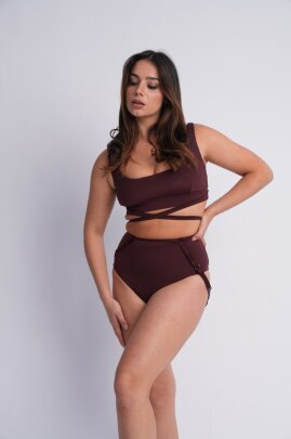 Lunalae Pantalones Cortos High Waist Kehlani Cacao