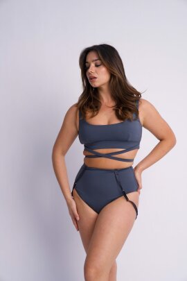 Lunalae Pantalones Cortos High Waist Kehlani Azul Acero