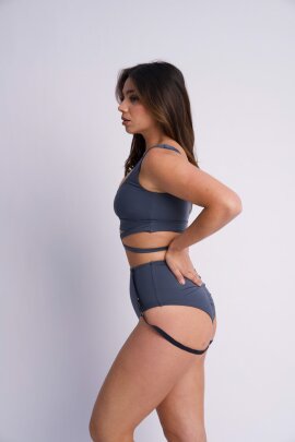 Lunalae Pantalones Cortos High Waist Kehlani Azul Acero XL