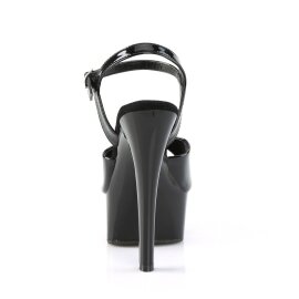 Pleaser GLEAM-609 Sandalia de Tacón Plataforma Charol Negro EU-38 / US-8