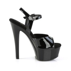 Pleaser GLEAM-609 Sandalia de Tacón Plataforma Charol Negro EU-38 / US-8
