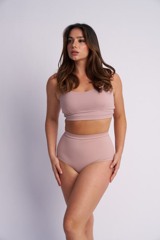 Lunalae Pantalones Cortos High Waist Basic Taupe XL