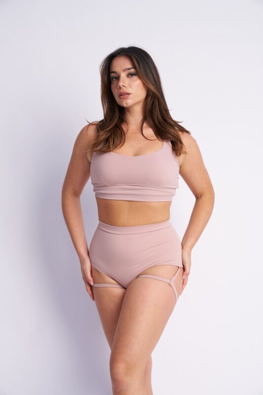 Lunalae Pantalones Cortos Lure You High Waist Garter Taupe XS