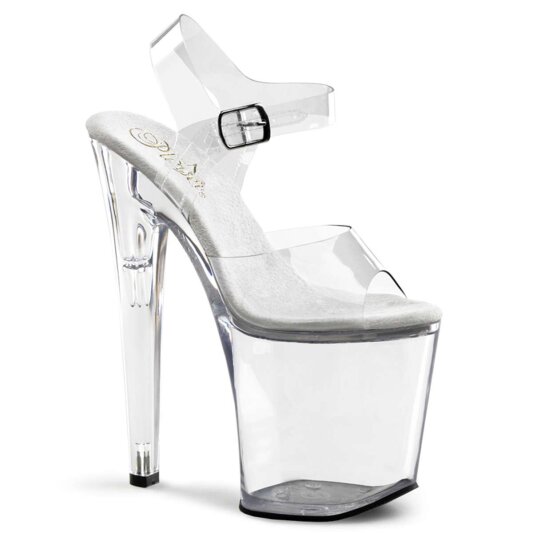 Pleaser Sandalia de Tacón XTREME-808 Plata Transparente EU-38 / US-8