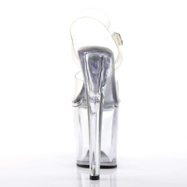 Pleaser Sandalia de Tacón XTREME-808 Plata Transparente EU-38 / US-8