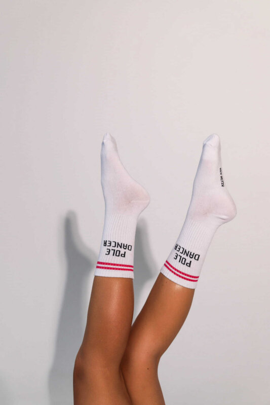 REV ACTIV Calcetines Pole Dancer Blanco Rosa