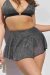 Lunalae Pantalones Cortos Free Flow Plata–Negro Pleat Mesh L