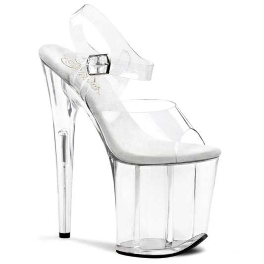 Pleaser Sandalia de Tacón FLAMINGO-808 Plata Transparente EU-39 / US-9