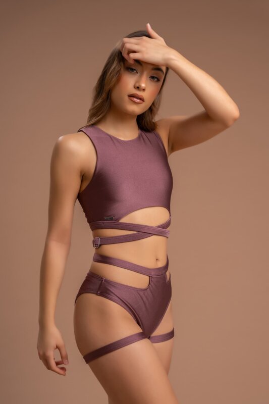 Paradise Chick Pantalones Cortos Miami High Waist Garter Moca S