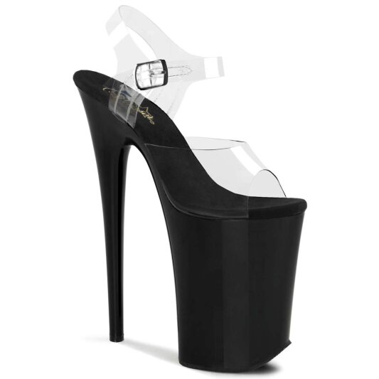 Pleaser Sandalia de Tacón INFINITY-908 Negro Transparente EU-35 / US-5
