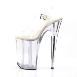 Pleaser Sandalia de Tacón INFINITY-908 Plata Transparente EU-35 / US-5