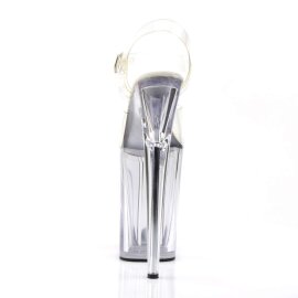 Pleaser Sandalia de Tacón INFINITY-908 Plata Transparente EU-39 / US-9