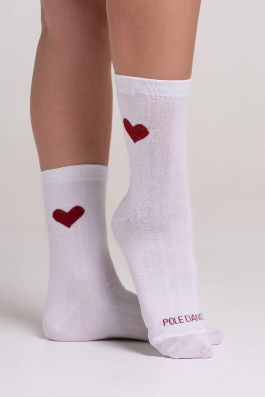 Paradise Chick Calcetines Supreme Poledance con Corazones Blanco