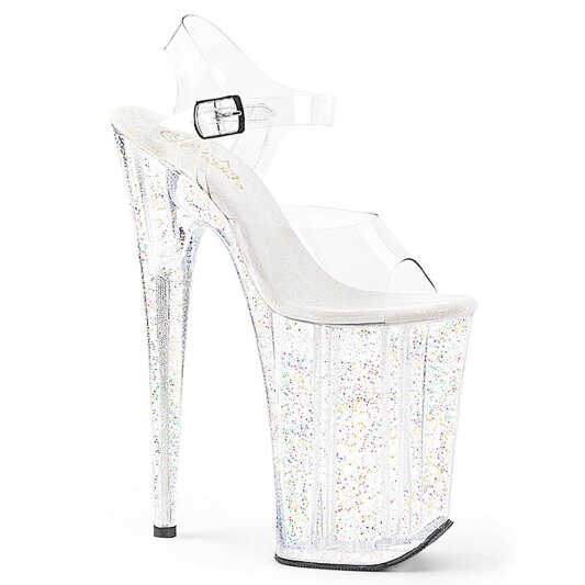 Pleaser Sandalia de Tacón INFINITY-908MG Plata Transparente EU-38 / US-8